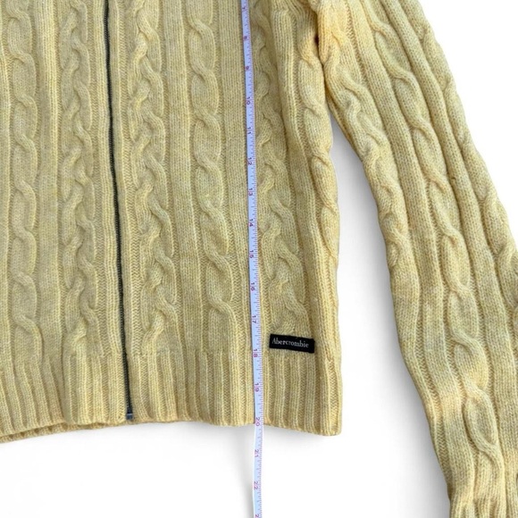 Abercrombie & Fitch Yellow Zip-Up Cable Wool Cardigan - Picture 6 of 8